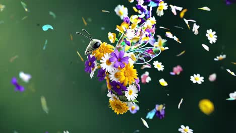 floral bee in flight