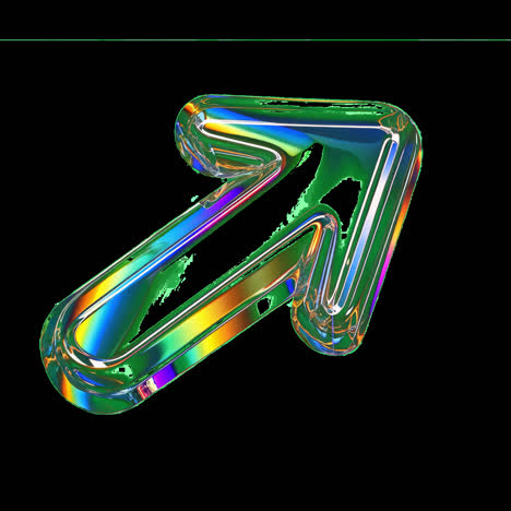 colorful glass arrow design animation isolated asset, transparent 4k video, alpha channel, prores