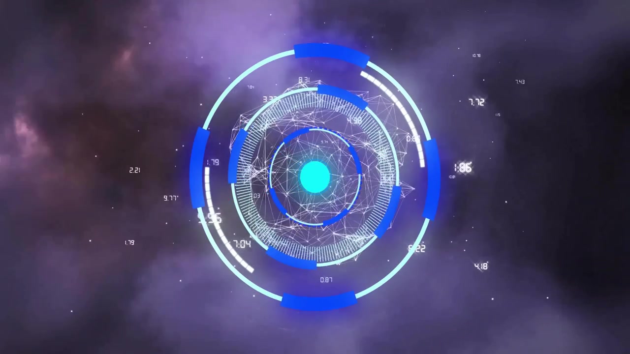 Animazione di elaborazione dati e scansione con mirino su forme.