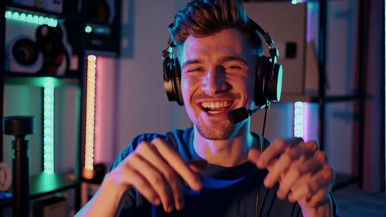 jugador emocionado durante la sesión de transmisión