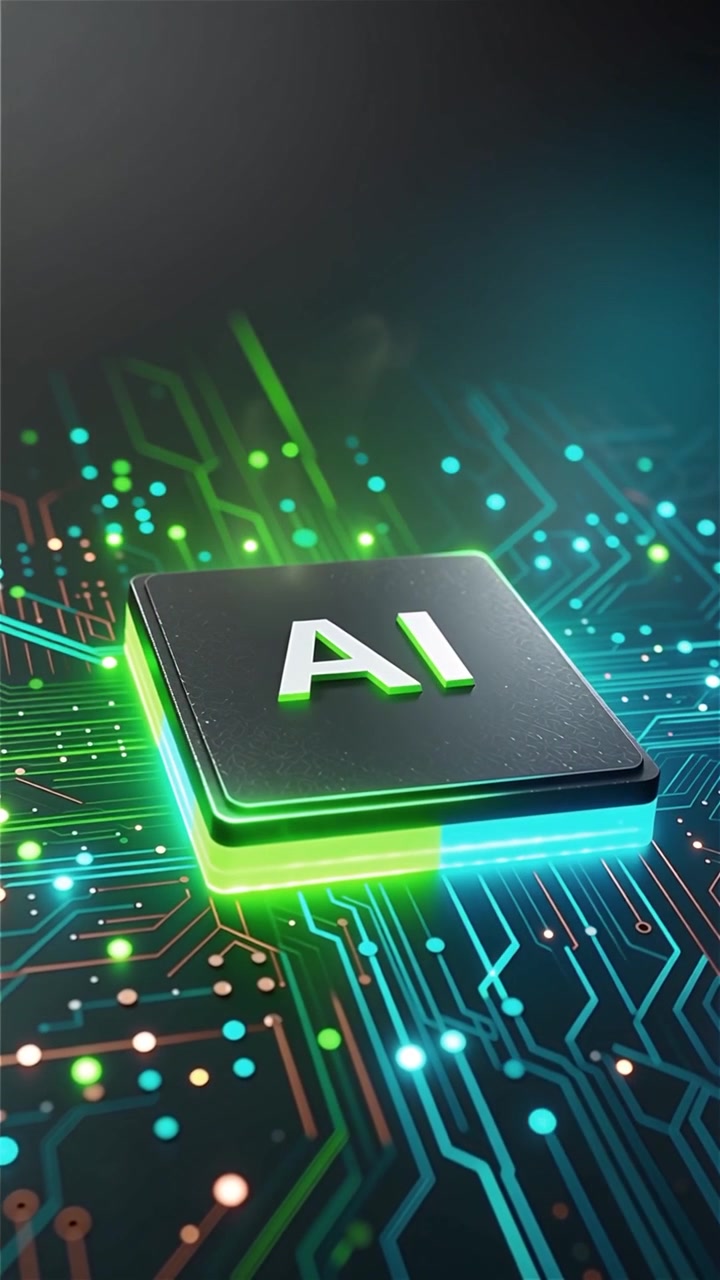 Futuristic AI Chip Motherboard Technology Background