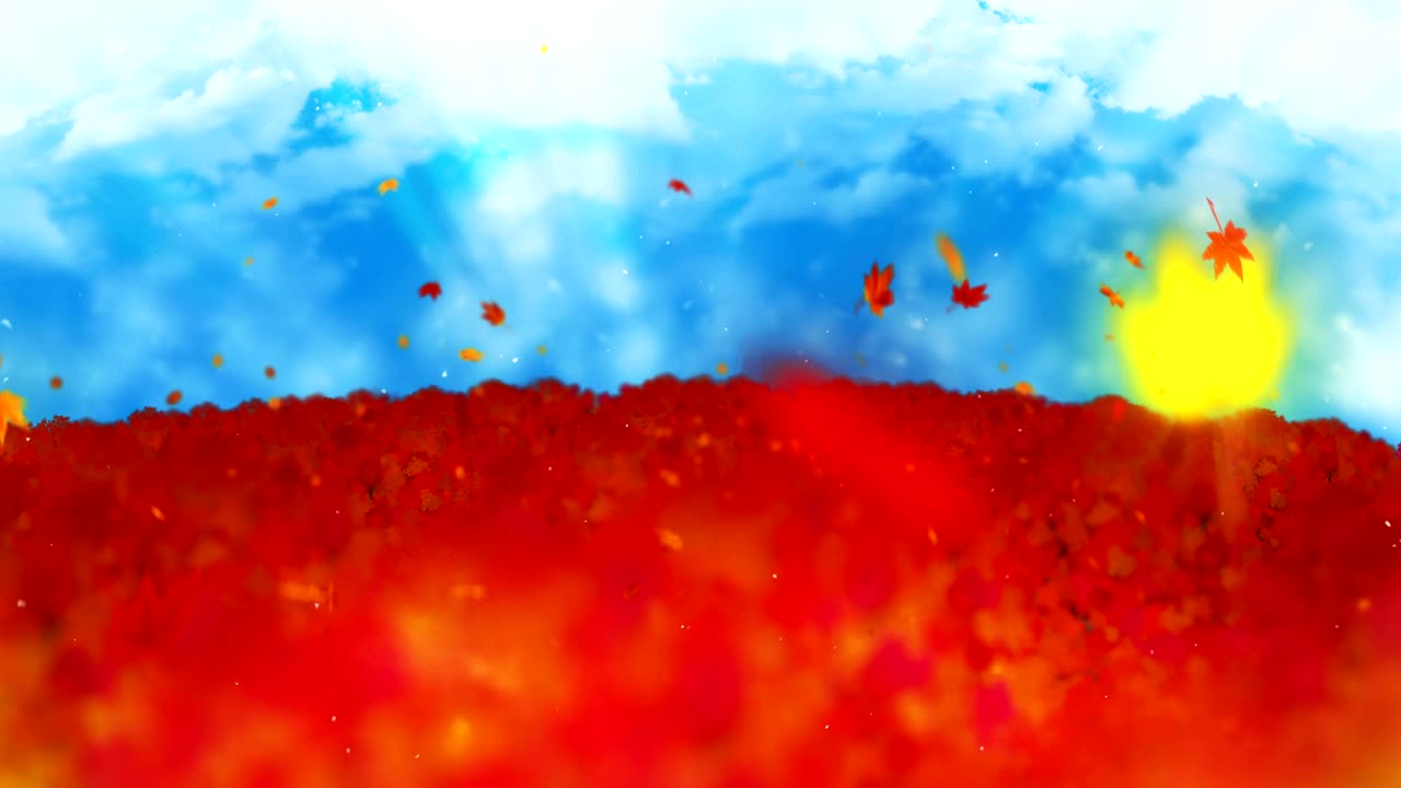 ilustración de paisajes forestales de otoño, fondo de naturaleza abstracta, animación en bucle de hojas de arce,