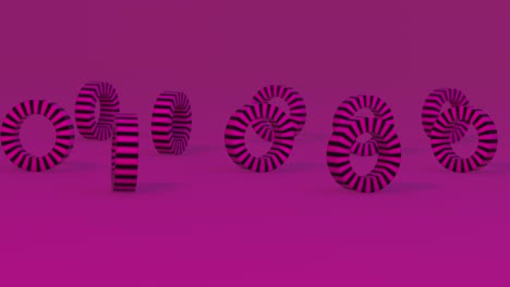 violet striped rings rotating. abstract 3d animation.