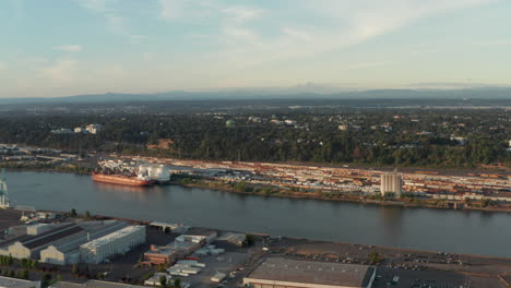 tomada aérea de la bahía de portland