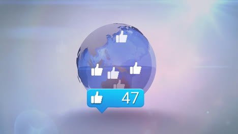 animación de icono similar con número creciente en todo el mundo sobre fondo blanco