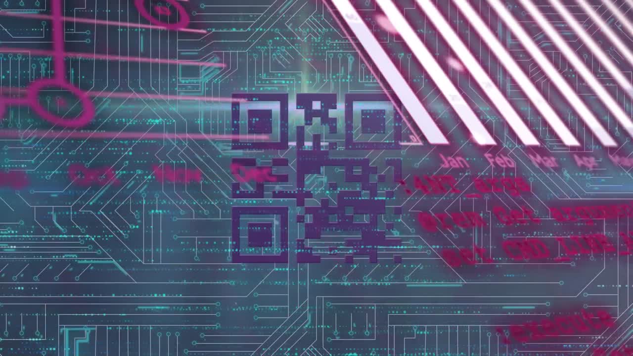 animación del socket de procesamiento sobre el código qr en fondo oscuro