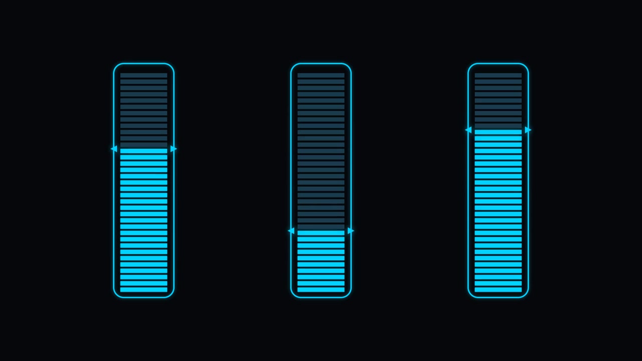 Digital Audio Equalizer Bars Moving on Dark Background