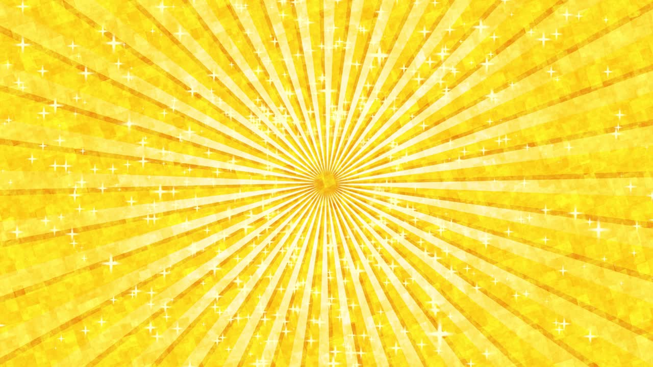 Radiate yellow lines with twinkle stars spin around the center of the background.