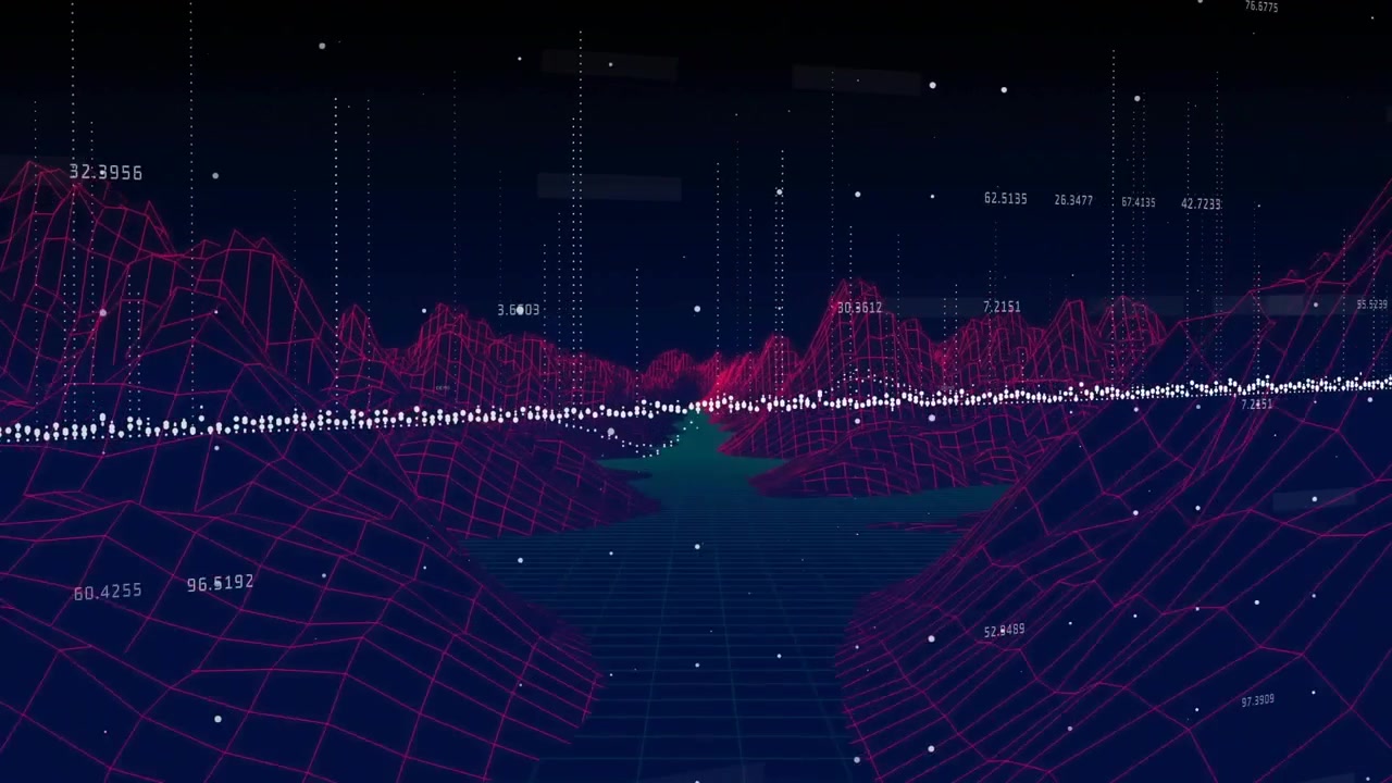 Data stream arriving, waveform oscillating, wireframe scrolling, labels updating reflecting changes