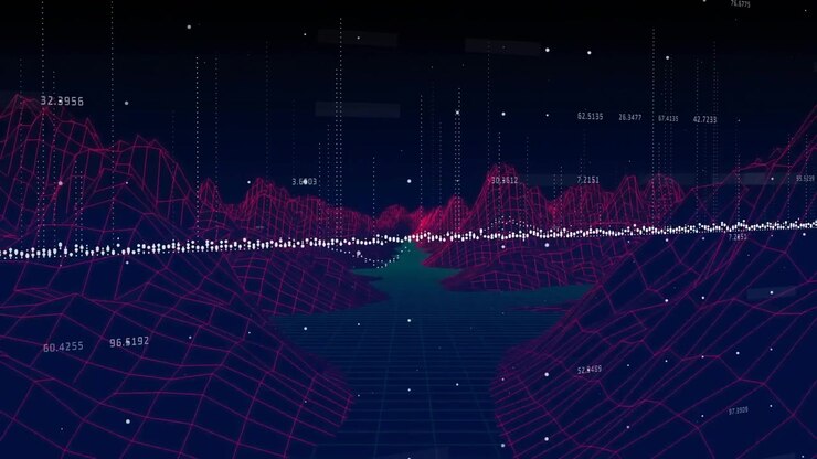 Data stream arriving, waveform oscillating, wireframe scrolling, labels updating reflecting changes