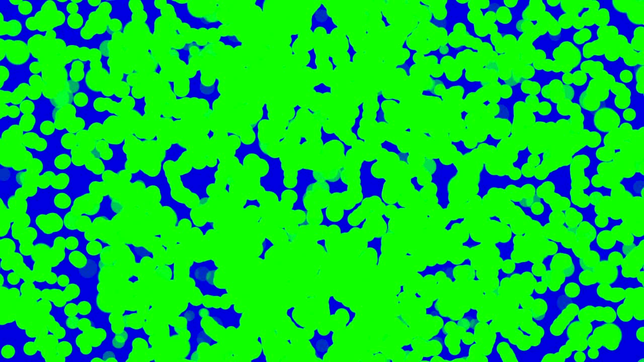 Particelle verdi riempiono lo schermo blu