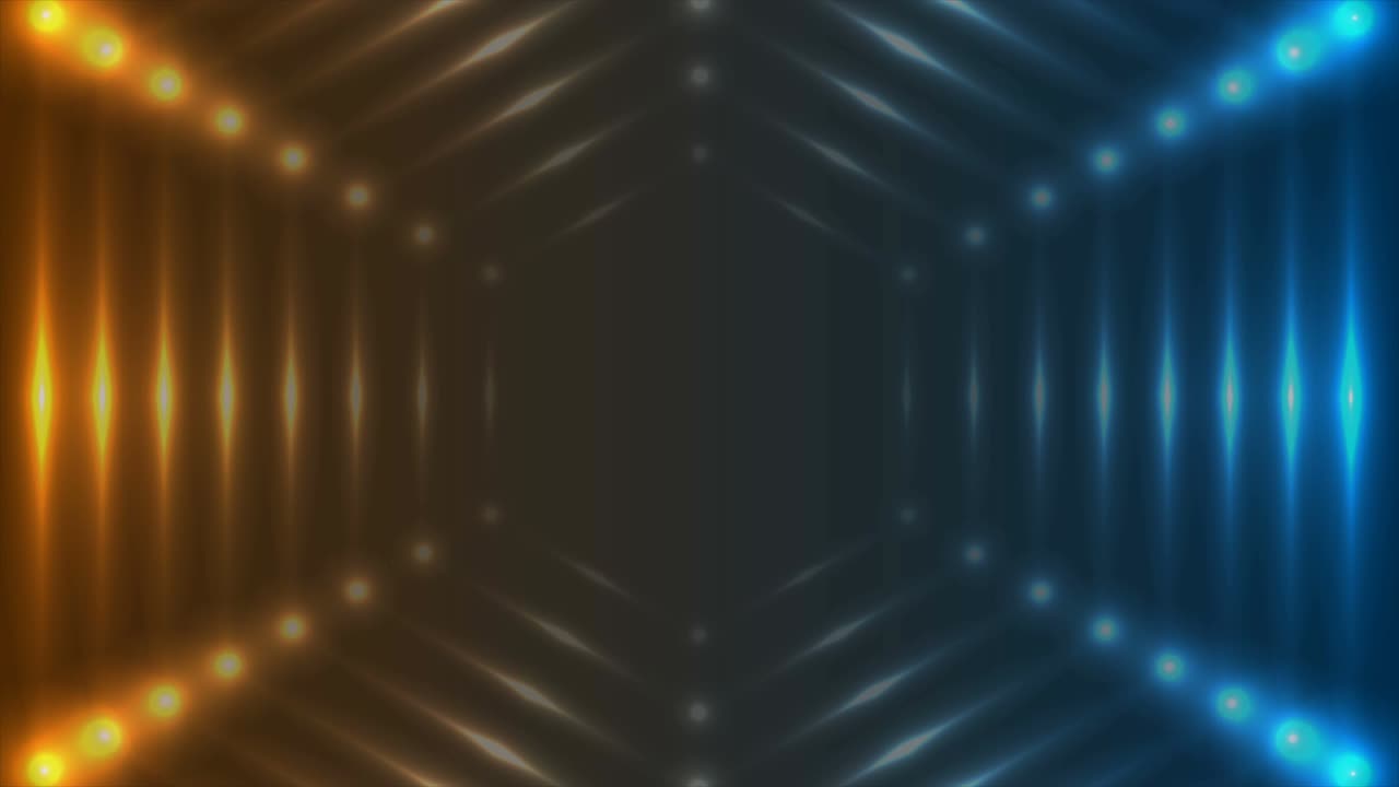 Sinioranssit hehkuvat neon-teknokuusiot, abstrakti liikkuva tausta