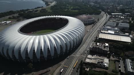 aerial of the beira-rio stadium , estádio beira-rio, in porto alegre, brazil