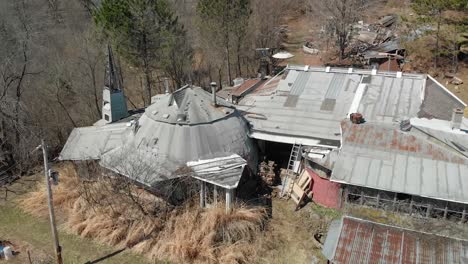drone circles around a homestead in rural wisconsin.