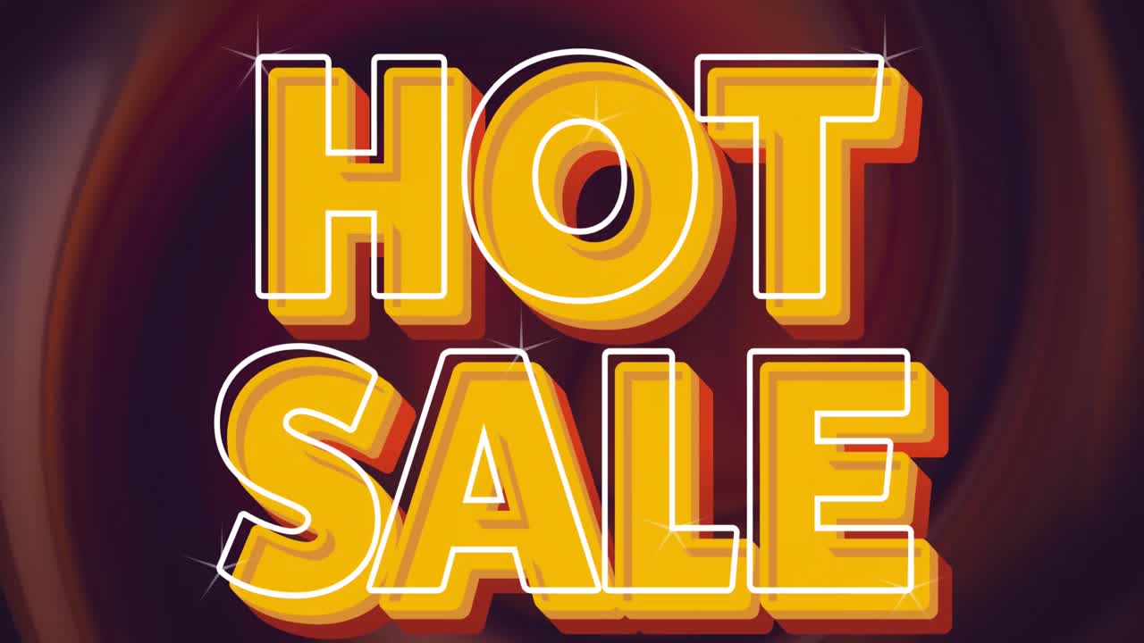 오렌지색 파동을 움직이는 뜨거운 판매 텍스트의 애니메이션