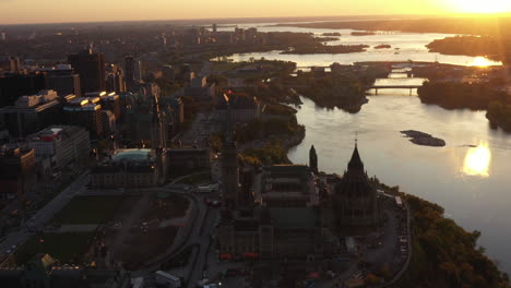 canada parliament hill ottawa dusk golden hour aerial