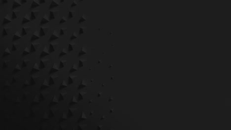 black surface with wave of scaling pyramids with shadows. extruding shapes animation loop. clean dark triangle motion. 4k uhd