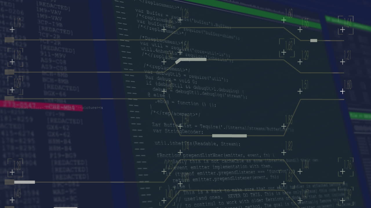 animacja interfejsu z przetwarzaniem danych na czarnym tle