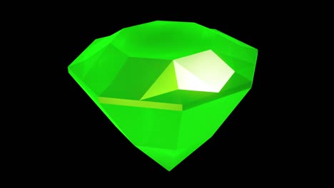 rotating diamond in green color.alpha channel