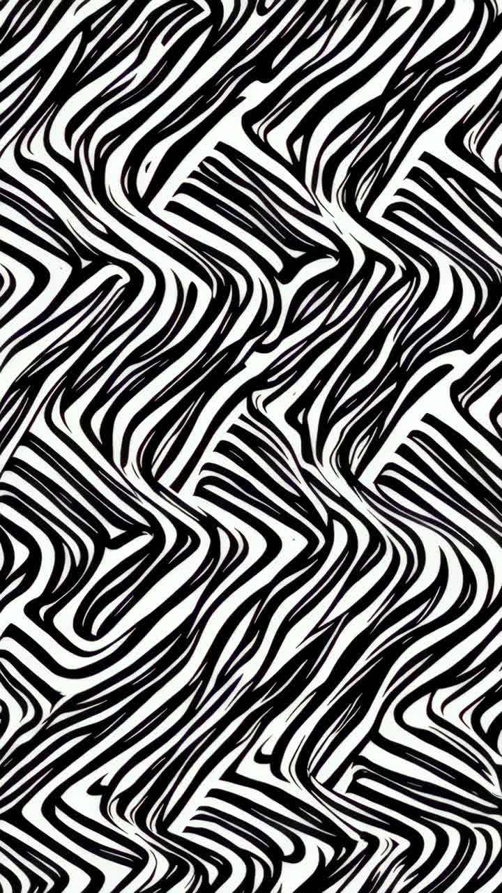 Abstract Wavy Black and White Stripe Pattern
