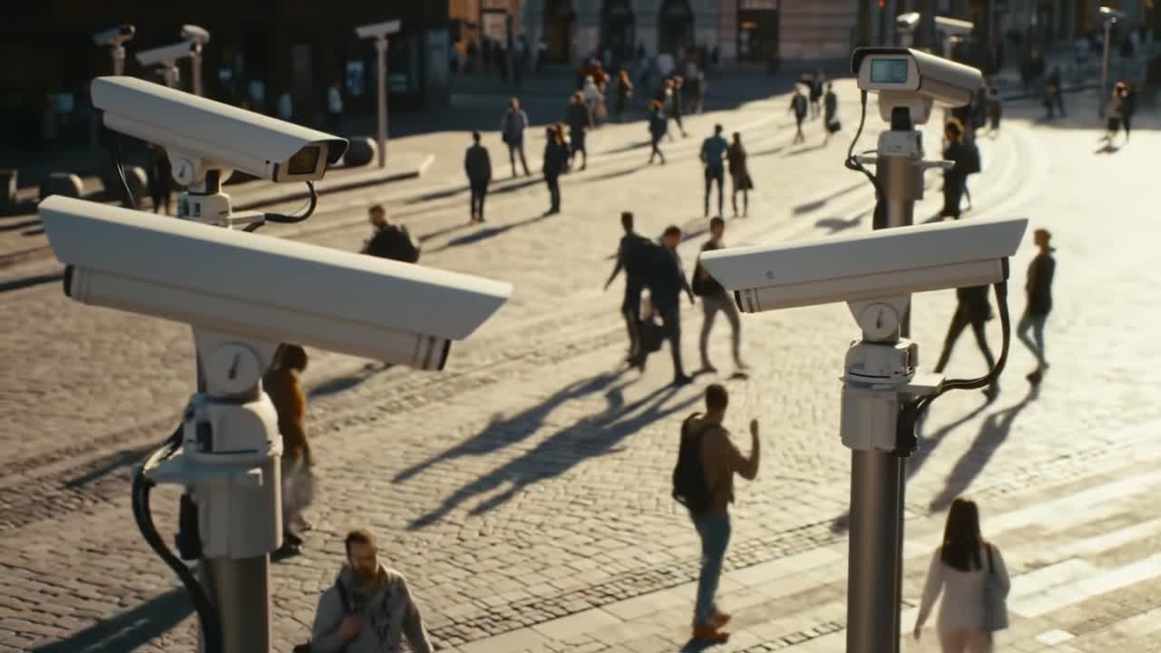 Surveillance Technology in Urban Environments: Examining the Impact of CCTV Cameras on Public Spaces and Pedestrian Movement Patterns at Sunset