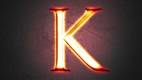 engraved letter k shining