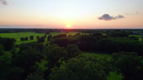 aerial drone footage in a sunset light in the netherlands