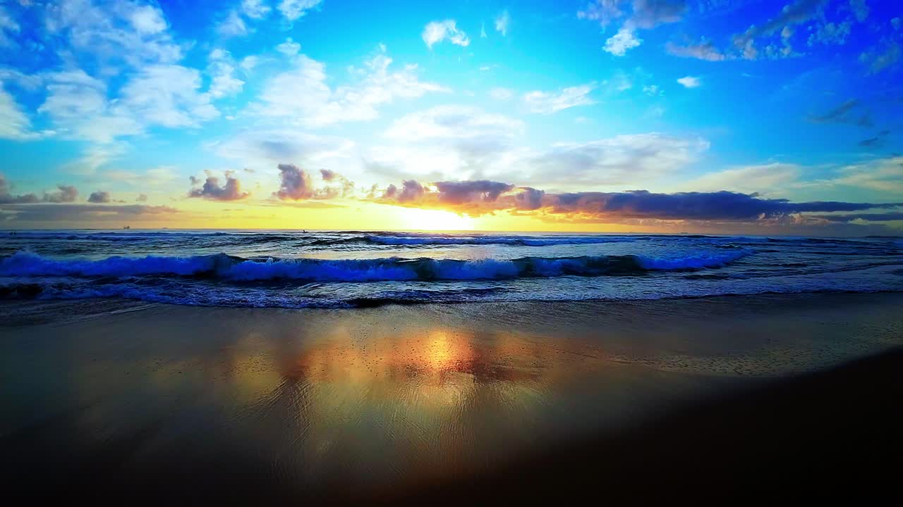 beautiful beach fly pass at sunrise
