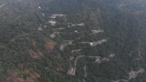 hairpin bends covered with lush green trees and ecosystem on the mountain in india