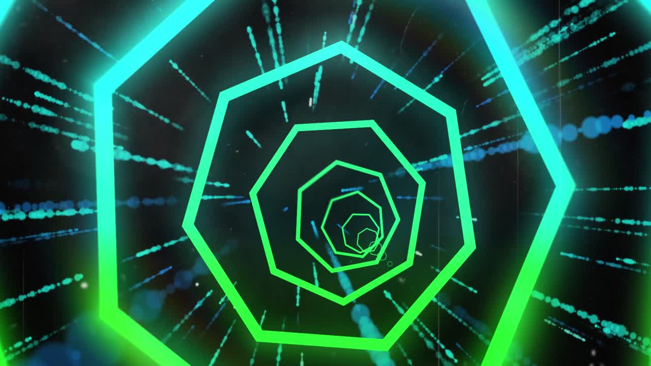 animación del procesamiento de datos y formas sobre fondo negro