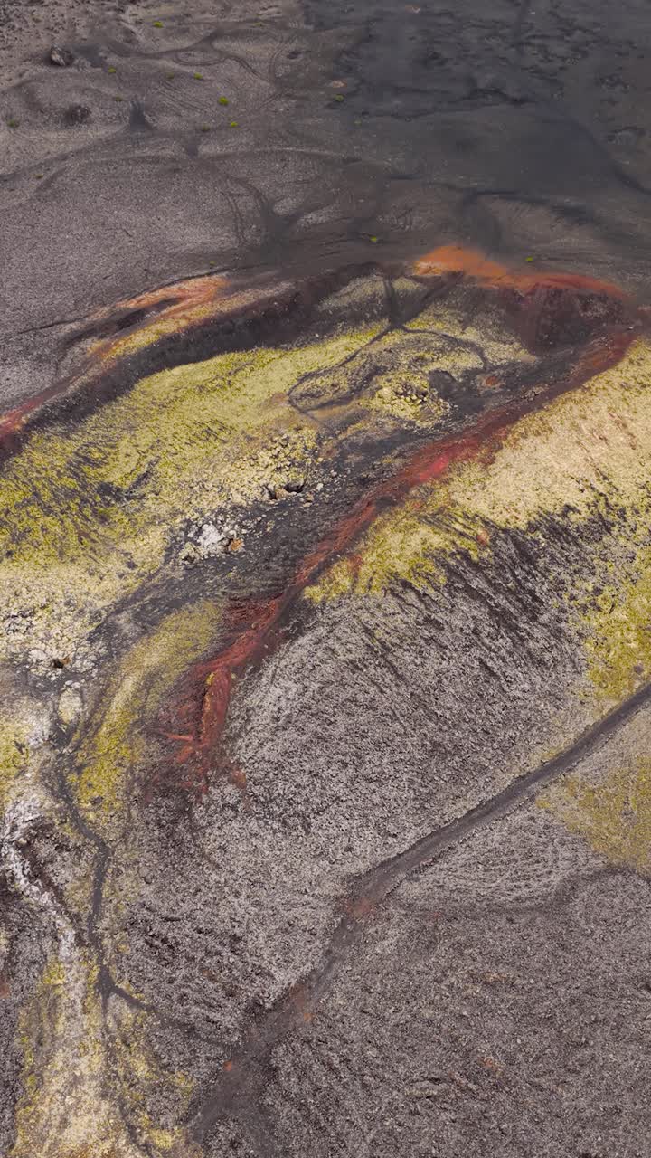 Colorful volcanic terrain in Volcan Santa Catalina, Lanzarote, landscape view