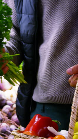 pareja seleccionando verduras de la sección orgánica