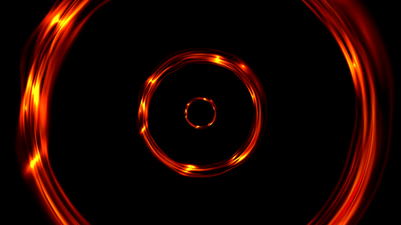 Glowing fiery ring circles video animation