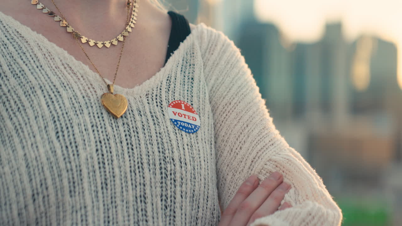 Woman with "I Voted Today" pin