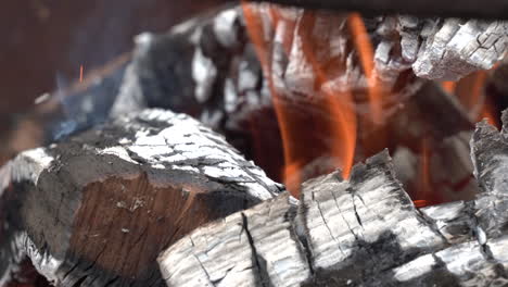 las llamas de un fuego en un pozo de fuego quemando la madera en la fogata