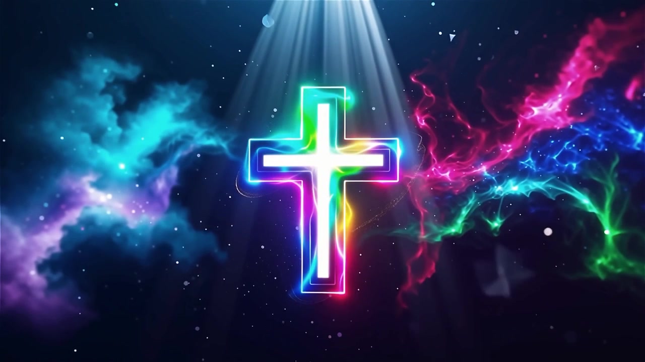 Christian Cross Heavenly Light Worship Background