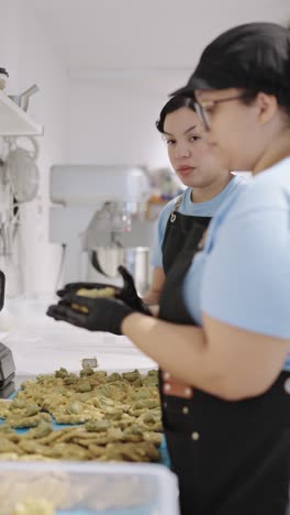 Baking cookies in a kitchen