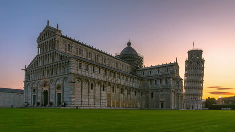 sunrise time lapse of pisa leaning tower , italy