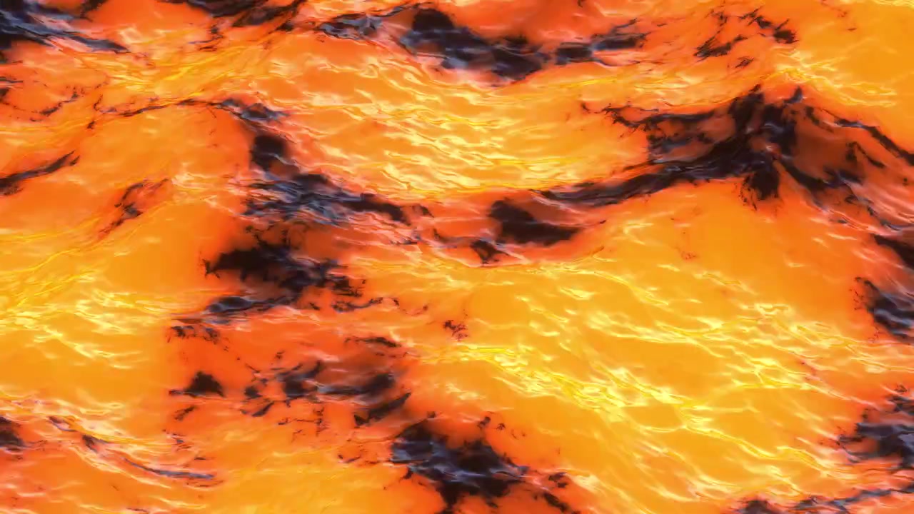 Flusso di lava arancione fusa astratto con texture increspata scura