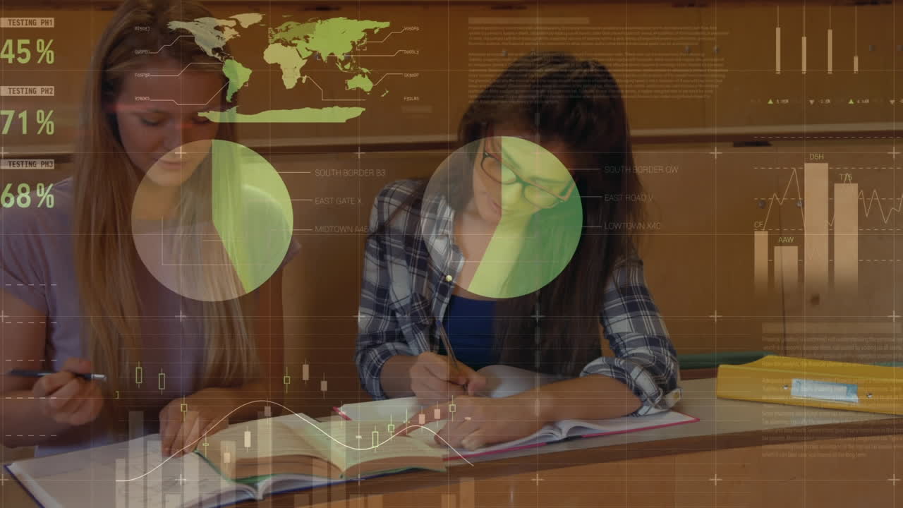 animación de las estadísticas, procesamiento de datos digitales sobre las estudiantes femeninas que estudian