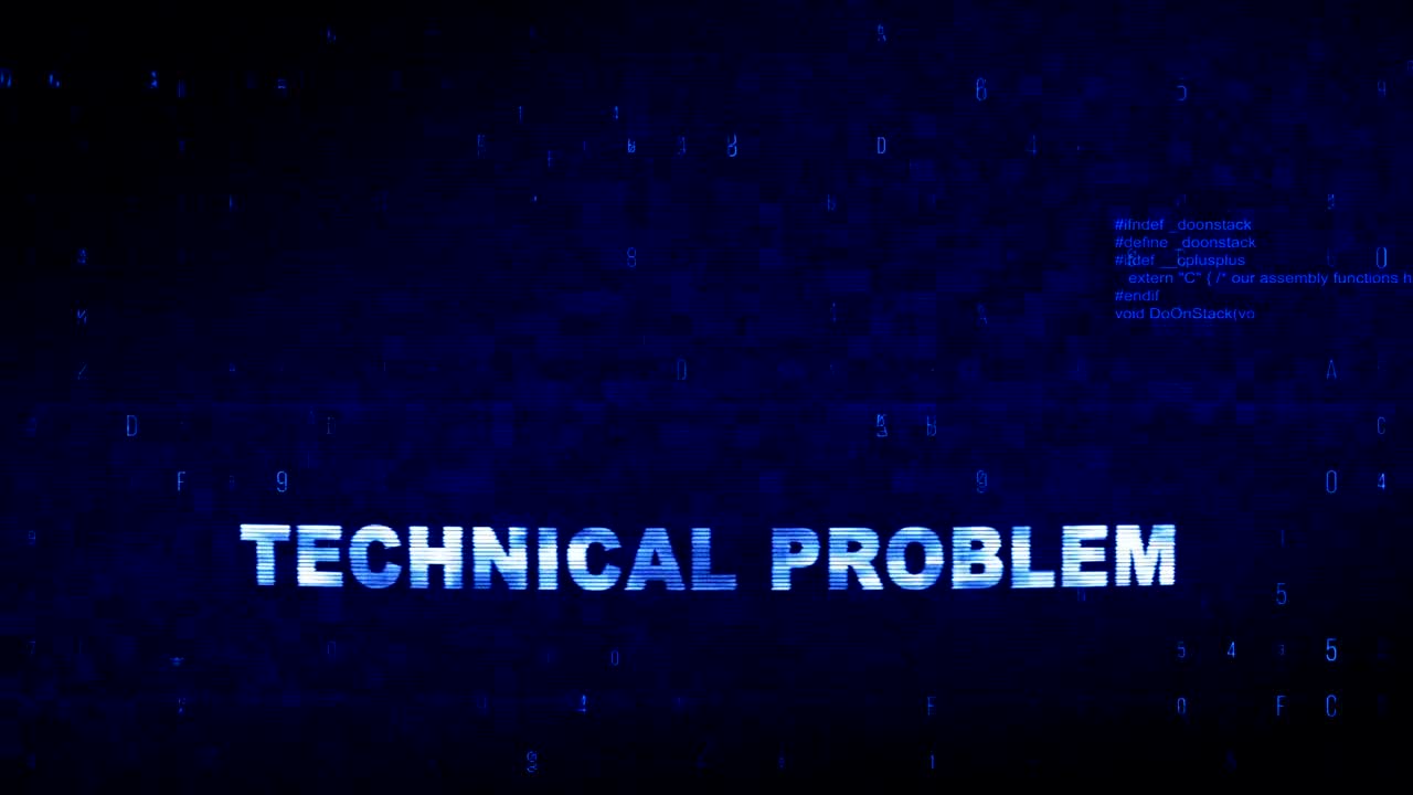 기술 문제 텍스트 디지털 노이즈 트이치 글리치 왜곡 효과 오류 루프 애니메이션