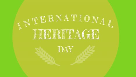 Animation-of-international-heritage-day-text-on-green-background