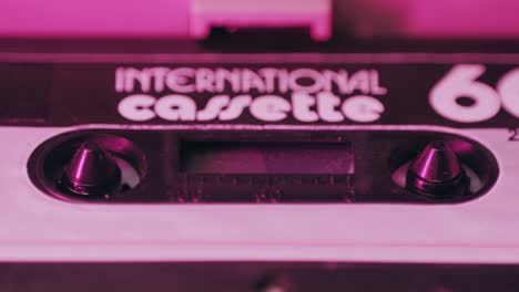 close-up of a vintage audio cassette tape