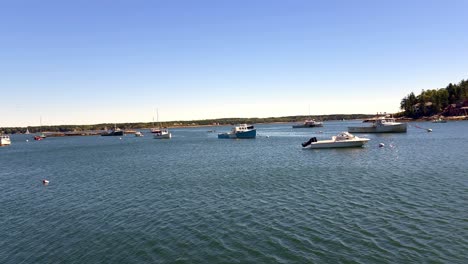 lobster boats and pleasure boats and georgetown, maine five islands