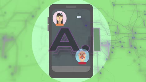 animación de chat en teléfonos inteligentes y redes de ia