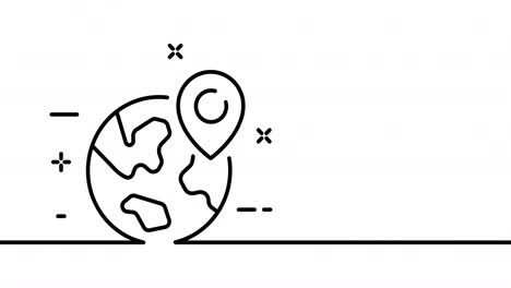 dibujo de línea continua geolocalización. dibujo de una sola línea, línea sólida. animación de una etiqueta de línea, mapa y búsqueda de lugar. video 4k