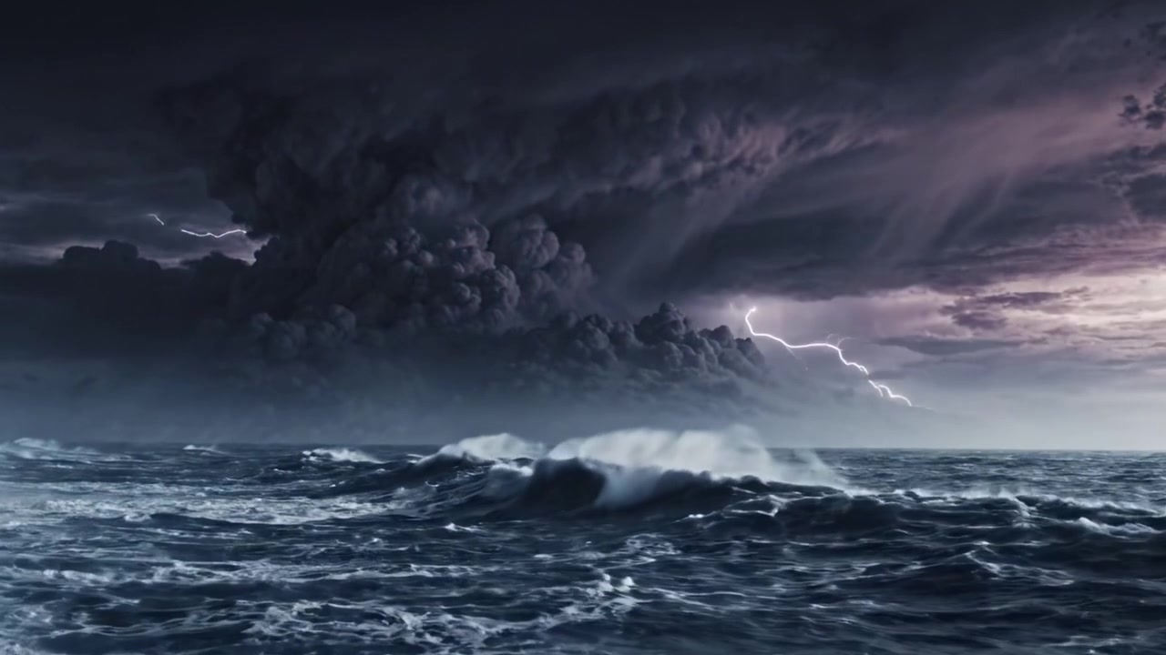 Paesaggio oceanico drammatico: uno spettacolo mozzafiato di onde potenti e cieli turbolenti catturato con dettagli mozzafiato.