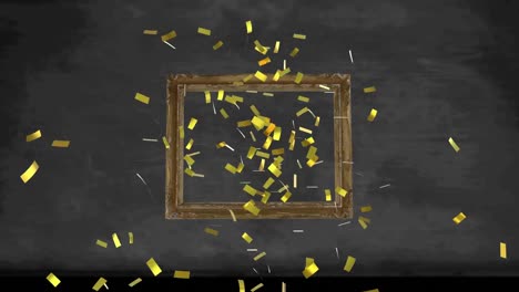 Animation-of-confetti-falling-over-frame-on-black-background