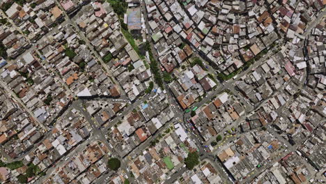 medellin colombia aerial v33 top down satellite view, flyover veinte de julio and la independencia capturing densely populated residential comuna 13 san javier - shot with mavic 3 cine - november 2022