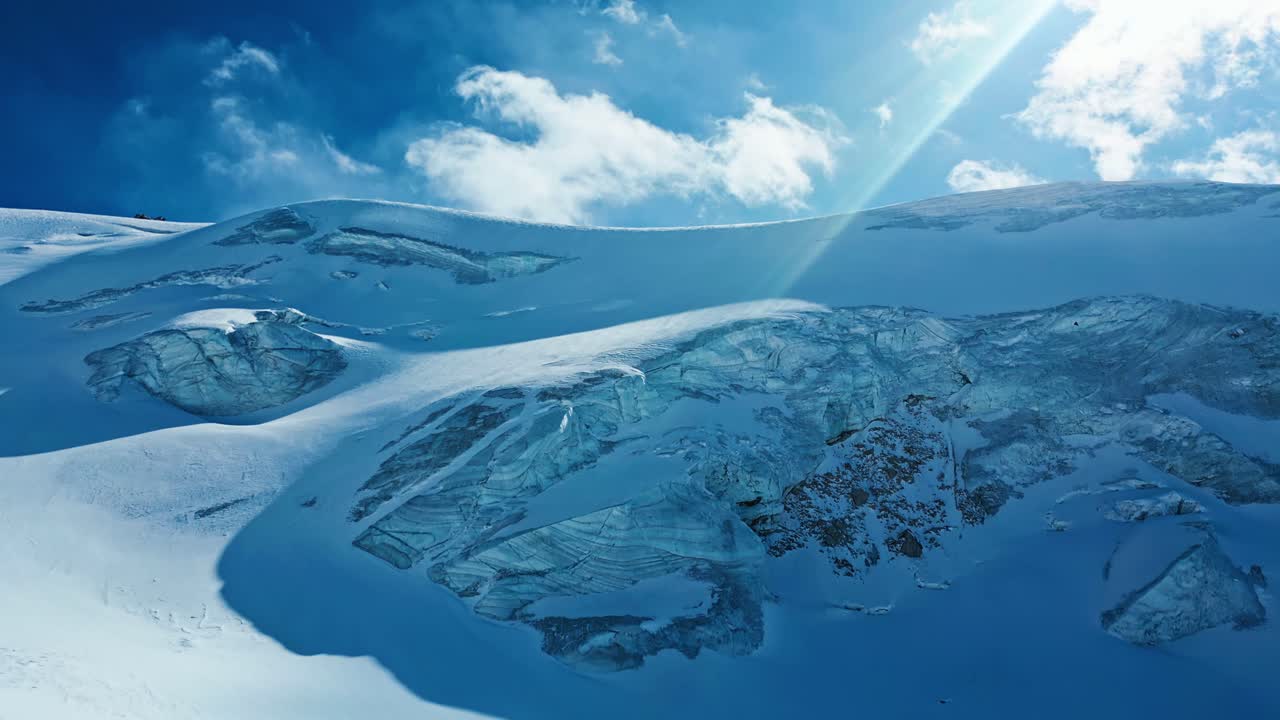 Natural beauty, glacial formation, frozen snowdrift landscape, aerial